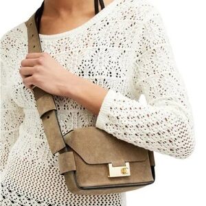 ALL SAINTS Frankie Suede Crossbody Belt Bag Purse